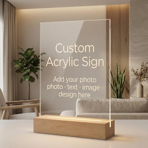 Custom Acrylic Sign, Personalized light up sign for Desk, Custom LED signs, business logo sign, Acrylic logo sign, Memorial plaque