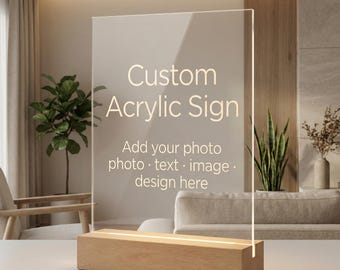 Custom Acrylic Sign, Personalized light up sign for Desk, Custom LED signs, business logo sign, Acrylic logo sign, Memorial plaque