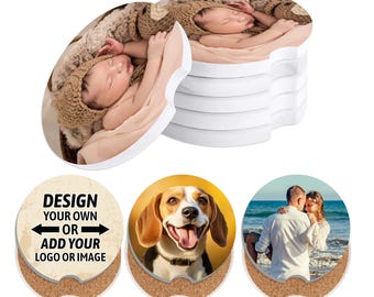 Customized car coasters, Personalized Car Coasters: Custom Photo, Text, or Logo (Set of 2)