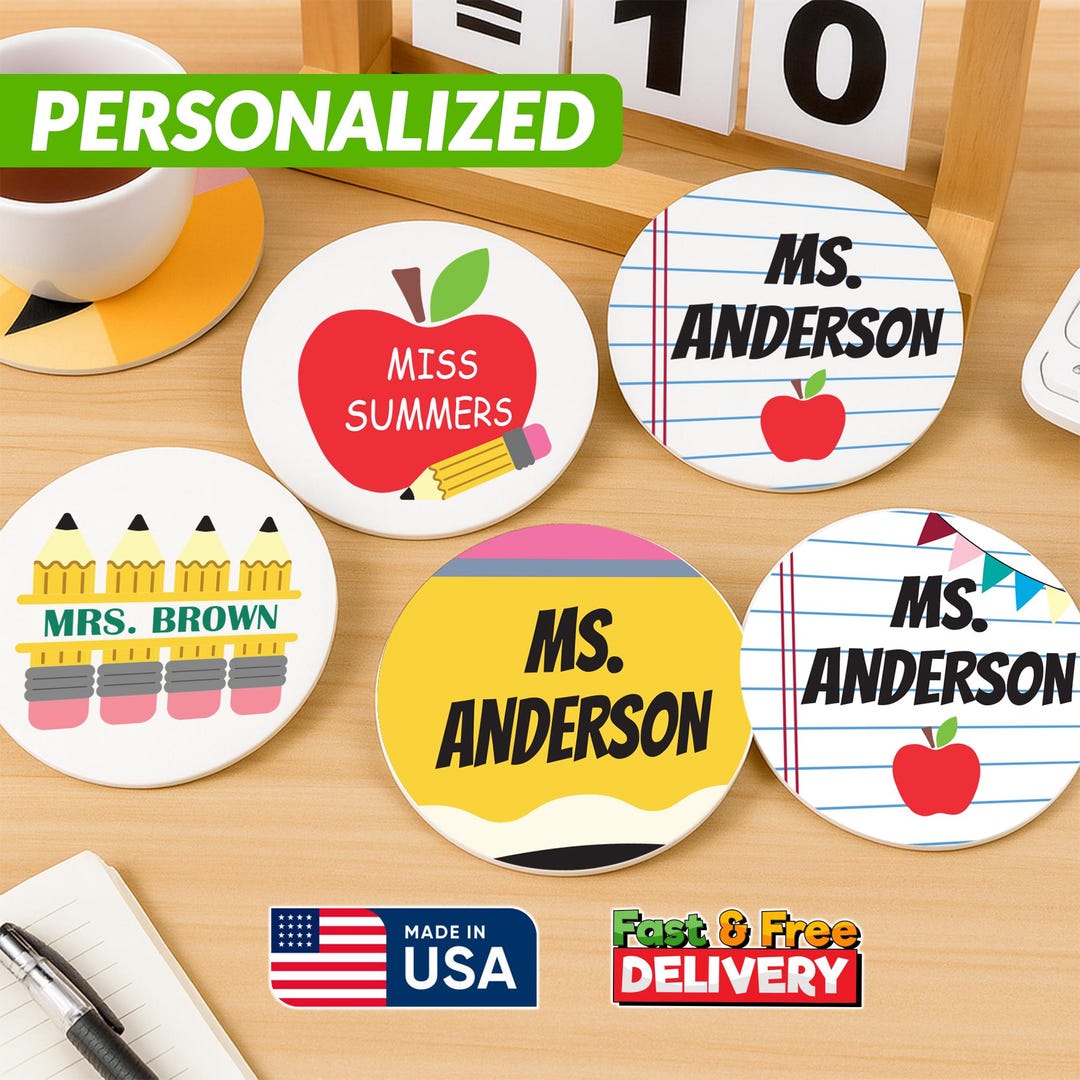 Personalized Teacher Coaster – Custom Acrylic Teacher Appreciation Gift ...