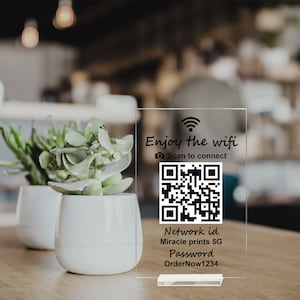 Personalized Acrylic WiFi QR Code Sign with Stand - UV Print