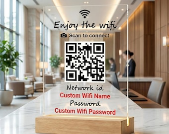 Custom qr code sign, Wifi for airbnb, Airbnb sign for wifi password, Wifi for home,Bar wifi sign, Restaurant sign & Small business wifi sign