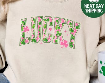 Lucky St Patrick Sweatshirt, St Patrick's Day Crewneck, Cute Women's Shirt, St. Patty's Day Sweater, Lucky Holiday Party Shirt, Patty's Day
