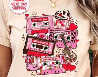 Valentine's Day Cassette Tapes Shirt, Country Music T-Shirt, Country Concert Gift For Women, Country Cowgirl Shirt, Western Cassette T-shirt