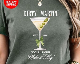 Dirty Martini T-Shirt, Retro Cocktail and Social Club Shirt, Girls Club Shirts, Signature Cocktail T-Shirt Funny Drinking Shirt, Martini Tee