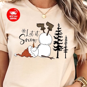 Let it Snow Christmas Snowman T-Shirt, Christmas Shirt, Christmas Shirts for Women, Snowman Shirt, Snowman T-Shirt, Christmas Snowman Tee