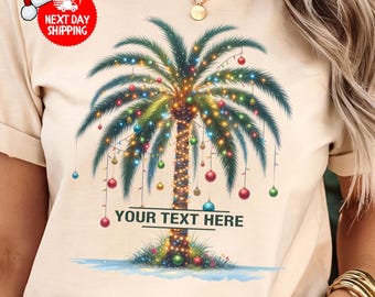 Custom Christmas Palm Tree T-Shirt, Tropical Xmas Gift