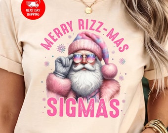 Merry Rizzmas Santa T-Shirt, Rizz the Season Christmas Tee, W Rizz Santa Claus Shirt, Funny Rizzler Xmas Gift, Rizz Christmas T-Shirt, Gift