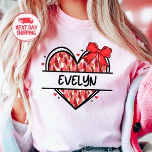 Custom Valentine&#39;s Shirt, Customized Heart T-Shirt,  Cute Valentine Day, Valentine Gift, Personalized Valentine&#39;s Shirt, Cute Valentine Gift
