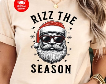 Rizz the Season Christmas T-Shirt, Merry Rizzmas Shirt, W Rizz Santa Claus Tee, Rizzler Xmas Gift, Funny Rizz Em Christmas T-Shirt, Gift