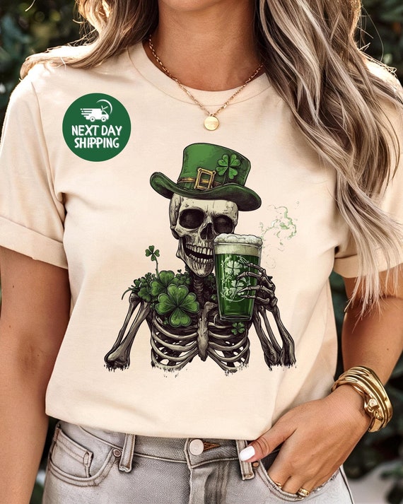 St Patricks Day Skeleton Shirt, St Paddys Day Shirt, Slainte T-Shirt, Shamrock Shirt, Lucky Tee, Skeletons Patricks Day Shirt, St Pattys Day