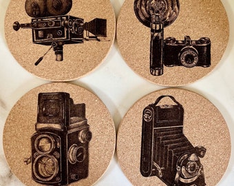 Cork Coasters - Vintage Cameras - Unique Camera Gift - Photography Gift - Set of 4 **LAST ONE**