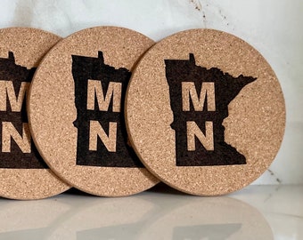 Custom Cork Coasters for Your State - Set of 4 - Gift