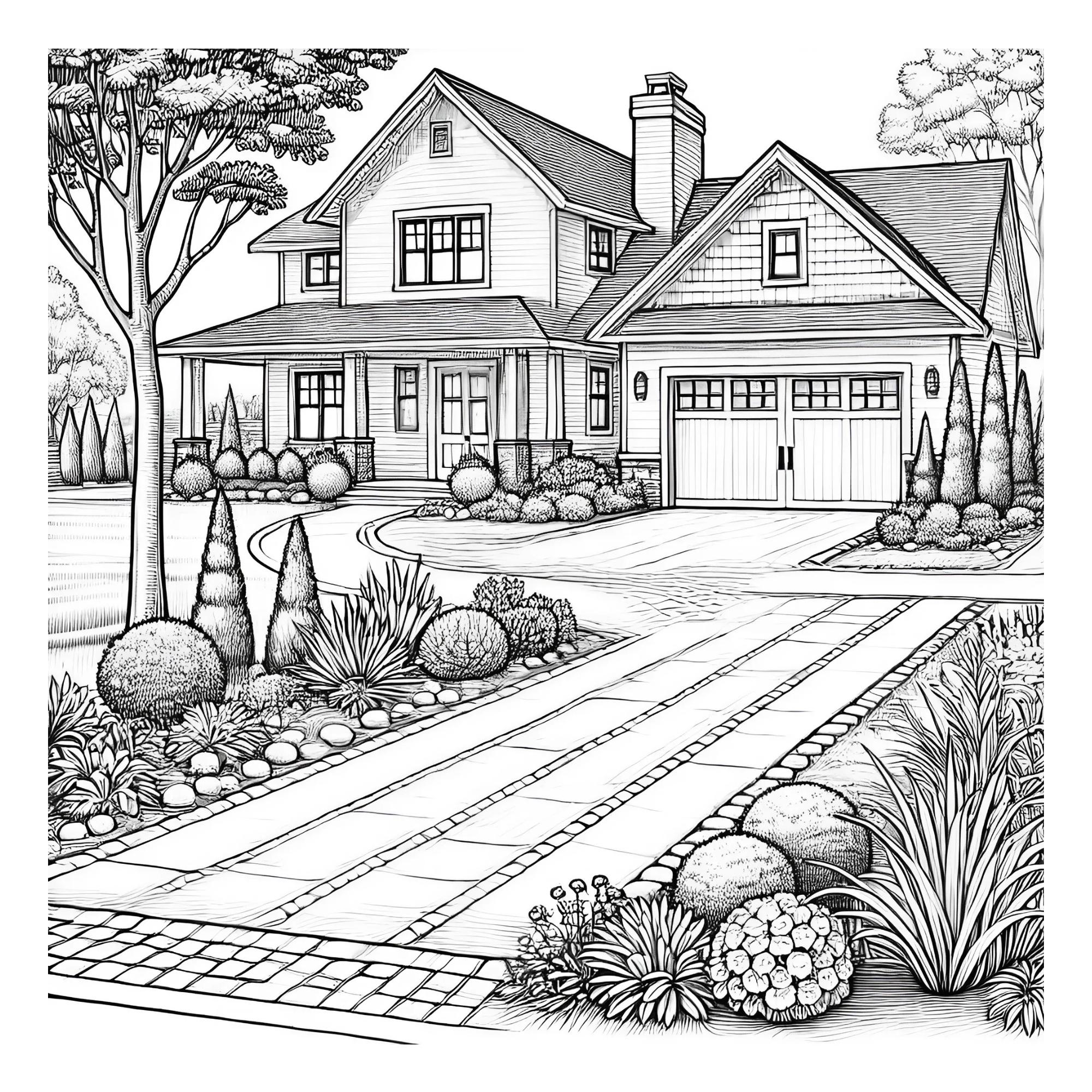 Modern Farmhouse Coloring Pages: Interior Design & Architecture ...