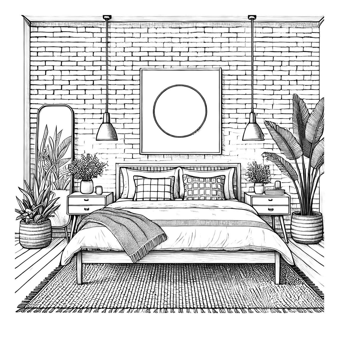 Mid-century Farmhouse Coloring Pages: Architecture & Interior Designs ...