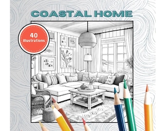 Mid-century Farmhouse Coloring Pages: Interior Design and Architecture ...