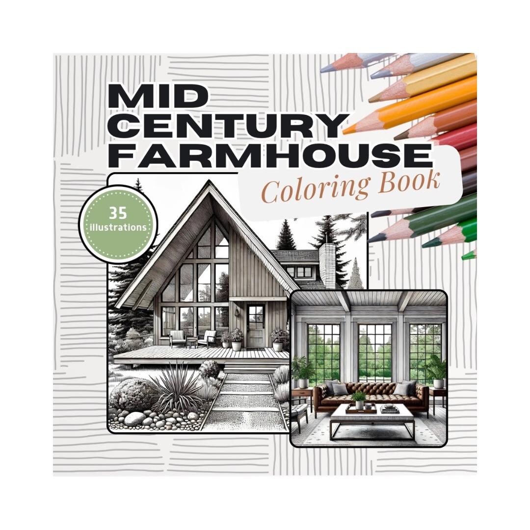 Mid-century Farmhouse Coloring Pages: Architecture & Interior Designs ...