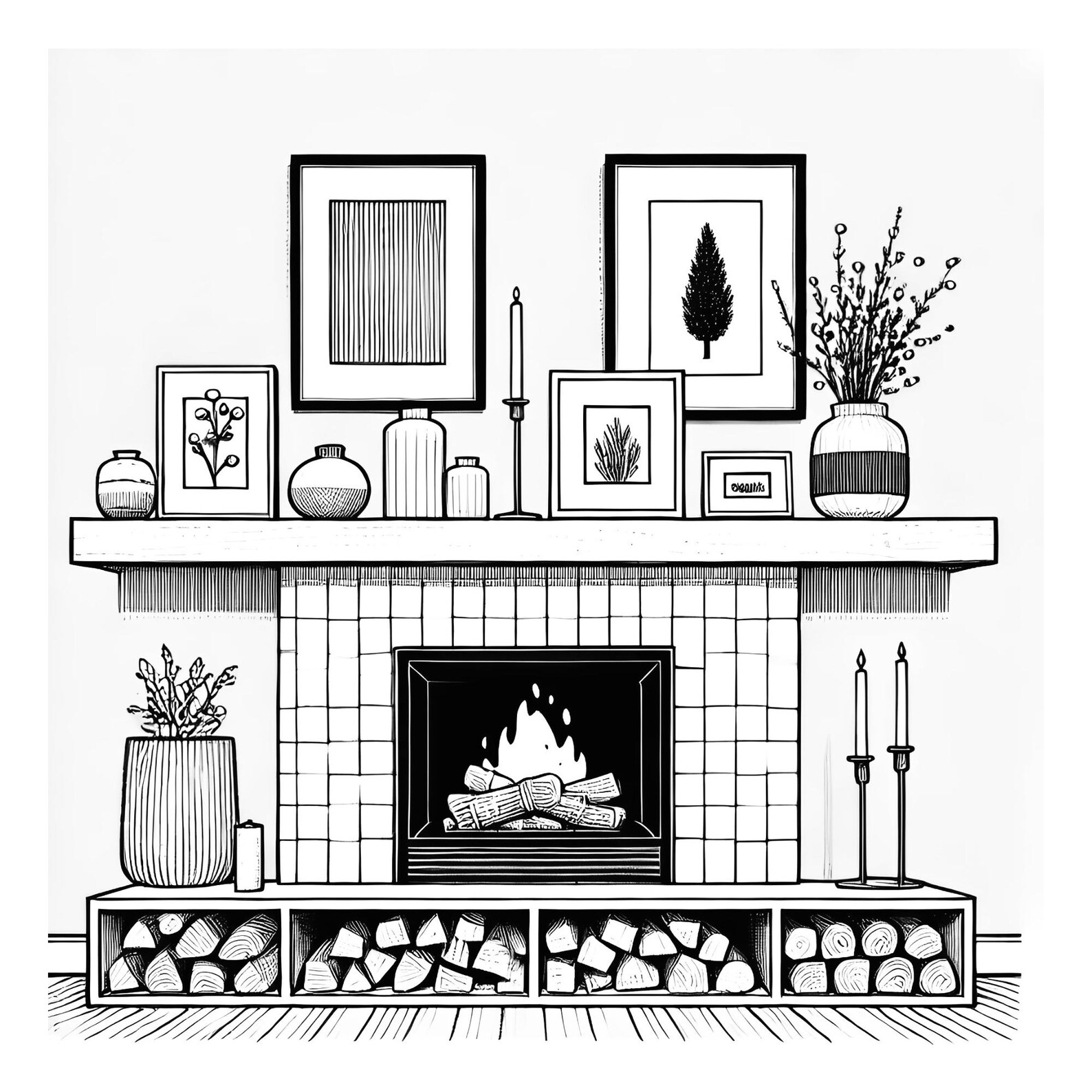 Mid-century Farmhouse Coloring Pages: Architecture & Interior Designs ...