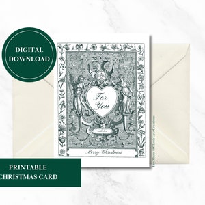 Elegante en romantische kerst bewerkbare digitale kaart Love Angel Ornaments Green