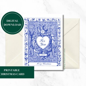 Elegante en romantische kerst bewerkbare digitale kaart Love Angel Ornaments Blue