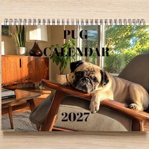 2027 Pug Calendar | 12 Month Wall Calendar with Adorable Pugs | Cute Dog Lover Gift | Office & Home Decor | 8.5" x 11"