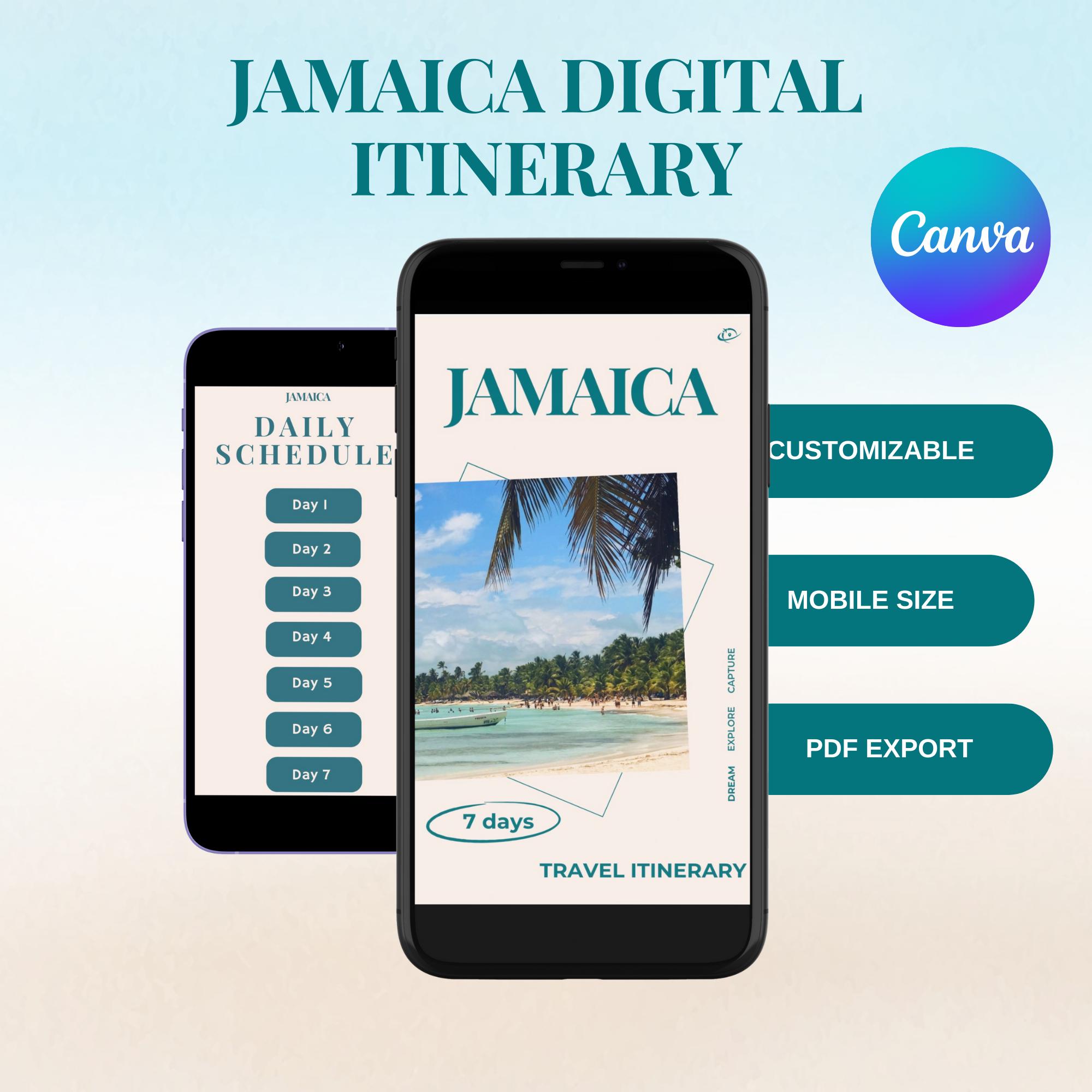 Editable Travel Itinerary, Jamaica Vacation Guide, Printable Travel ...