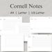 Cornell Notes Printable: Landscape & Portrait Layouts (digital Download ...