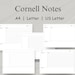 Cornell Notes Printable: Landscape & Portrait Layouts (digital Download ...