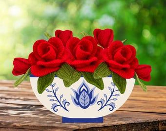 Crochet Rose Bouquet Pattern: English PDF Amigurumi Flower
