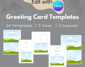 24 Canva Greeting Card Templates: Editable Bundle (5 Sizes)