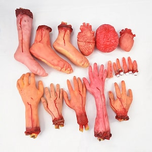 Halloween Bloody Hand Legs Haunted House Horror Props Scary Fake Hand Finger Foot for Halloween Party Home Decoration Supplies