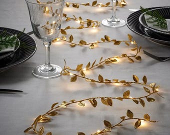 2M 20LED Golden Leaves String Fairy Lights For Wedding Birthday Party Decoration Home Garden Artificial Plant Garland Vine Light