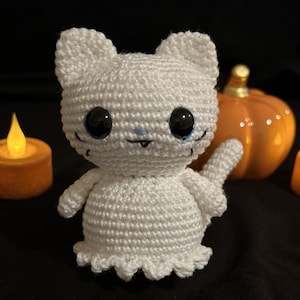 PATTERN: Ghost Cat Crochet Pattern - Amigurumi  Halloween Cat