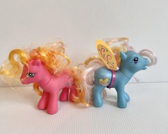 TWO Vintage My Little Ponies G3 Amberlocks + Morning Dawn Delight Earth Pony