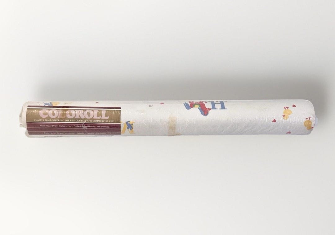VTG 80s 90s COLOROLL Vinyl Wallpaper 11 Yds Children Baby Nursery ...