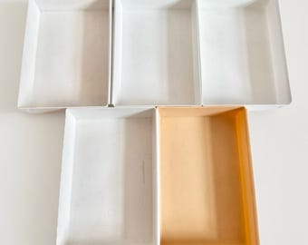 5 Vintage Rubbermaid 2916 Interlocking Drawer Organizers White Almond Beige 9x6