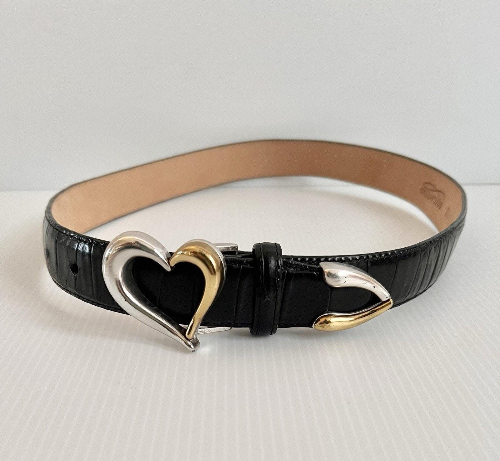 Brighton Black Leather Belt Top Tone Heart Buckle Brighton Love Belts for Women for sale | eBay main image 4
