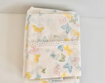 Vintage 70’s Wamsutta X Christian Dior Butterflies King Sheet Set ONE Pillowcase