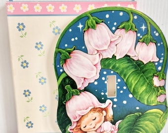 Vintage 1983 Avon Little Blossom Glow in Dark Light Switch Cover Floral NIB New