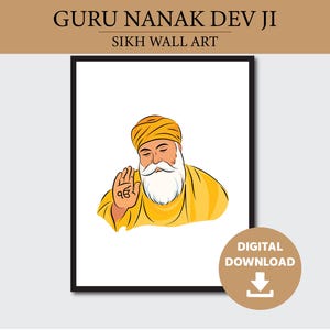 Guru Nanak Dev Ji Wall Art, Sikh Home Decor, Punjabi Wall Art, Guru Nanak Poster, Sikh Gift, Spiritual Wall Decor, Digital Download