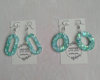 Seafoam Resin Earrings- 2 pairs, Small Ovals and Narrow Ovals, choose your own