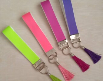 Neon Green, Pink, Magenta, Purple Keychain or Key Fob, choose your own, 8 1/2 inches