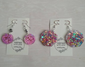 Glitter and Candy Resin Earrings-2 pairs, choose your own