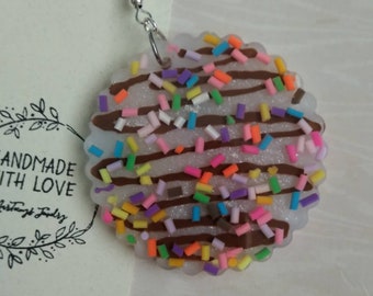 Resin Cookie Earrings with chocolate icing and rainbow sprinkles, 3 inches long