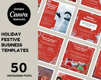 50 Holiday Instagram Post Templates - Festive Winter Wonderland Theme"