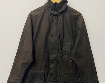 Vintage Polo Ralph Lauren Leder Feldjacke Cord Kragen Karo L
