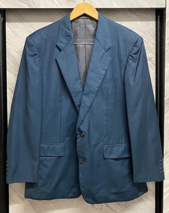 Christian Dior Monsieur, Vintage Christian Dior Monsieur Blazer Men Navy Blue Wool Suit Jacket Designer Luxury Classic Tailored Men's Outerwear Size AB6