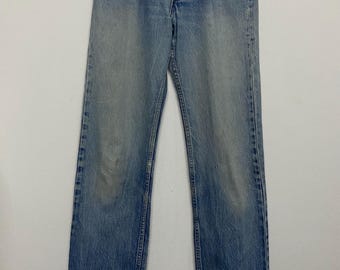 Vintage 90s Levi's 501 Jeans: Light Wash Distressed Button Fly (W32 L36)