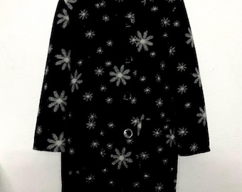 Vintage Balmain Paris Wollmantel: Florale Muster Lange Jacke, Wintermantel