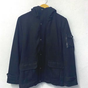 Rare Von Dutch Black Wool Blend Field Jacket – Vintage Utility Streetwear (Size M)